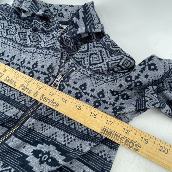 Lucky Brand Women's Offset Zipper Collared Sweat Shirt Geometric Print Size S - Picture 9 of 11